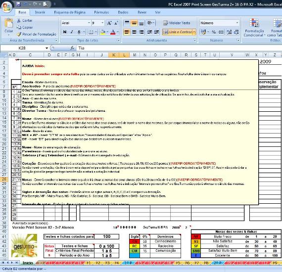 FC GesTurma - Ajuda na folha