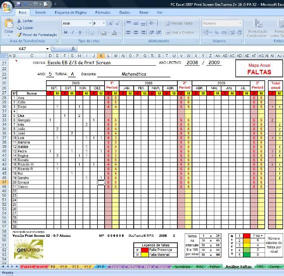 FC GesTurma - Registo anual de faltas