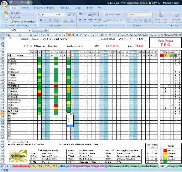 FC GesTurma - TPC Mensal Registo