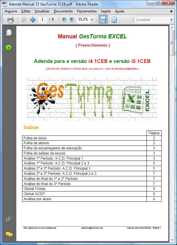 GesTurma EXCEL - Adenda para 1CEB