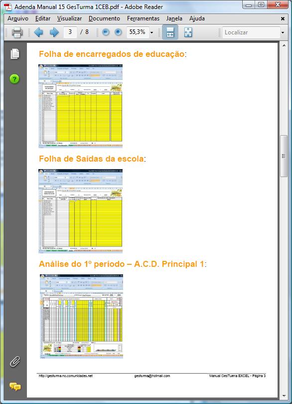 GesTurma EXCEL - Adenda para 1CEB