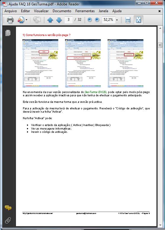 GesTurma EXCEL - Manual FAQ