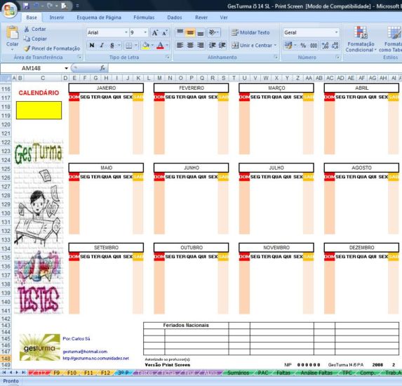 PR GesTurma - Calendário